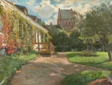 Danish Villa with Garden Pagoda by Carlo Christoffe Hornung-Jensen, Oil on canvas, sold Apr 2015