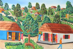 Village Scene by J. Felder Dubique, Oil on board, sold Apr 2015