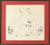 Jasmin Joseph, Wrestlers, Lithograph, signed in plate
