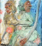 Sane Wadu, Three Witches/Eve, Oil on canvas, signed at lower right