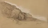 Gustave Courbet, Study of Beach Dune, Charcoal and chalk