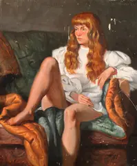 Woman in White Blouse by Joseph Sherly Sheppard, Oil on board, sold Apr 2015