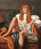 Joseph Sherly Sheppard, Woman in White Blouse, Oil on board