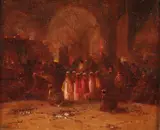 George Washington Nicholson, Orientalist Scene, Oil on canvas