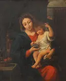 Madonna and Child by Continental School, MADONNA AND CHILD, oil on canvas, sold Apr 2015