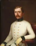 Portrait of Gentleman in Uniform and Wife: Pair by Continental School, PORTRAIT OF GENTLEMAN IN UNIFORM AND WIFE: PAIR, oil on tin, sold Apr 2015
