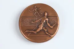 Guy-Charles Revol, Tennis, Bronze relief medallion Obverse: Two tennis players Reverse: Tennis ball