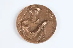 Émile Bouneau, Design, Obverse: A young man holding a pencil or a stick of charcol Reverse: Sketch