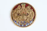 Raymond Tschudin, Pilgrims of Emmaus, Bronze relief medallion enriched with enamel