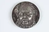 Therese Dufresne, Ibsen, Florentine bronze coated with silver and a black patina relief medallion