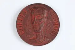 Isis Kischka, Bernard Buffet, Bronze relief medallion with red patina
