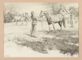 W. Smithson Broadhead, The Introduction, Pencil and charcoal illustration possibly for "Hoof Prints Over America