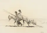W. Smithson Broadhead, The Mustang As Work Horse, Pencil and charcoal illustration possibly for "Hoof Prints Over America