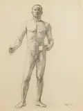 Allyn Cox, Standing Male Nude Holding Box