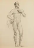 Allyn Cox, Standing Male Nude with Hat