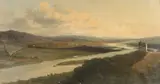 British School, Panoramic River View, PANORAMIC RIVER VIEW, oil on paper laid on panel