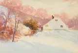 H. Winthrop Peirce, House in Snow, Watercolor