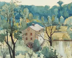 Julius Delbos, THE MILL HOUSE, sigend lower left, Watercolor