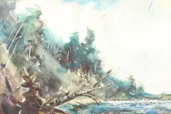 Osprey Hunting on the River by Thomas P. Blagden, Watercolor, offered Jun 2015