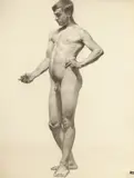 Rudolph C. Mueller, Standing Male Nude with Hand on Hip