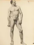 Rudolph C. Mueller, Standing Male Nude with Handle Bar Mustache