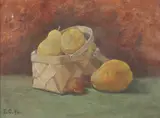 Emma Cheeseman, Pears in Basket, Oil on canvas
