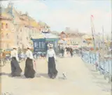 John Joseph Bellman, Afternoon Stroll, Oil on board