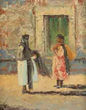 Anton Mueller, Mexican Women, Oil on board
