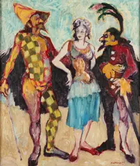 Ken Westhaver, Jesters with Beauty, Oil on board