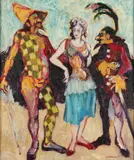 Ken Westhaver, Jesters with Beauty, Oil on board