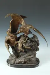 Combat D'Aigles by Christopher Fratin, Gilt bronze - Height: 16 1/2 in, sold Jun 2015