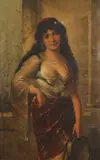 Anton Brentano, Gypsy Girl with Tambourine, Oil on canvas