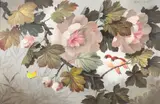 Wah Kee Wu, Magnolia Tree with Birds and Butterfly, Oil on silk
