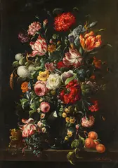 Carlo Belders, Foral Still Life with Fruit, Oil on canvas