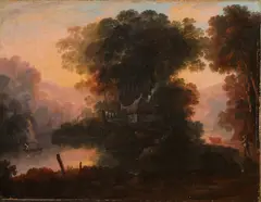William Williams, Village on the River, Oil on canvas