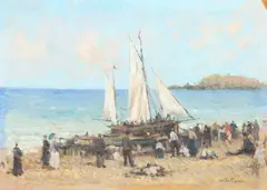 John Joseph Bellman, Arriving Ship, Oil on board