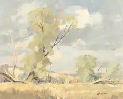 "Summer Willows" by Edward Wesson, "SUMMER WILLOWS", signed lower right Oil on board, sold Jun 2015