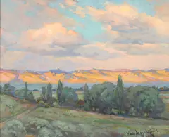 Hans Meyer-Kassel, Mountain Ridge at Dusk, Oil on board