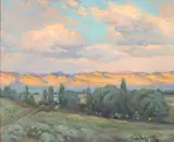 Hans Meyer-Kassel, Mountain Ridge at Dusk, Oil on board