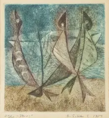 Guillermo Silva, "A.3.JANIT 210 (2)"; "20/20 'Pecos'", Two color etchings; pencil signed and
