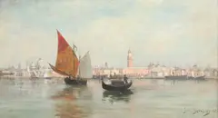 James Macdonald Barnsley, Venetian Harbor Scene, Oil on canvas
