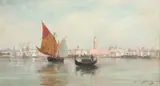 James Macdonald Barnsley, Venetian Harbor Scene, Oil on canvas