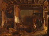 Barn Interior by British School, BARN INTERIOR, oil on canvas, offered Jun 2015