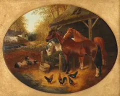 John Frederick Herring, Jr., BARN YARD SCENES: TWO WORKS, each signed and dated; 1851 and 1857, Oil on canvas