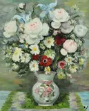 Marcel Dyf, Iris and Pivoines, Oil on canvas