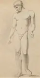 Continental School, Standing Male Nudes: Two Works, STANDING MALE NUDES: TWO WORKS, pencil on paper