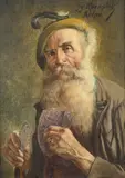 Georg Roessler, The Card Shark, Oil on panel