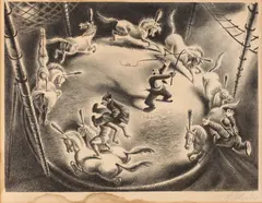 Georges Schreiber, Three Clowns, Lithograph