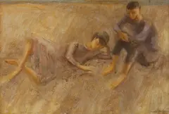David Berger, Two Figures, Oil on canvas