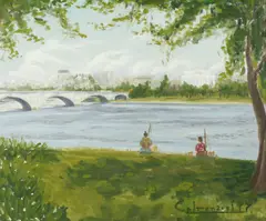 Calmenziel, View of the Lincoln Memorial from Across the Potomac River, Oil on canvas